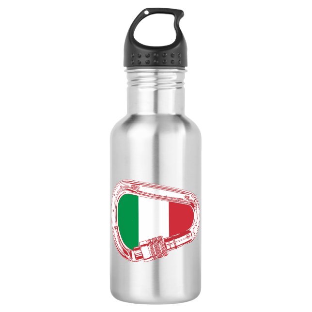 Italien Flaggenschlupfer Carabiner Edelstahlflasche (Vorderseite)