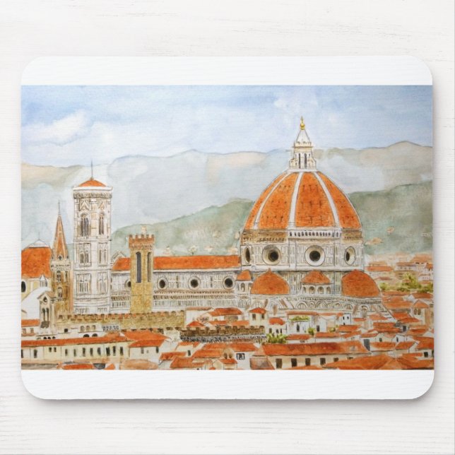 Italien Florenz Kathedrale Duomo Aquarellmalerei Mousepad (Vorne)