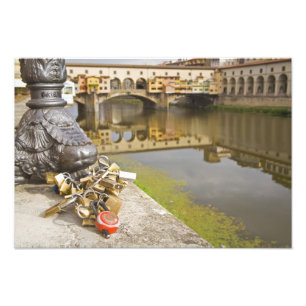Italien, Florenz, Liebe Locks und Reflektionen in Fotodruck