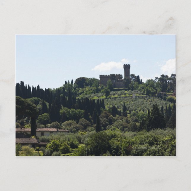 Italien, Florenz, Schloss auf dem Hügel Postkarte (Vorderseite)