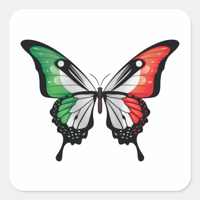 Italien Frack Butterfly Flag Quadratischer Aufkleber (Vorderseite)