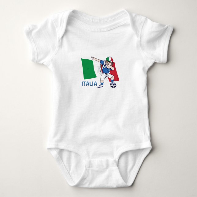 Italien Fußball Fan Kind Dabbing Schulboy Baby Strampler (Vorderseite)
