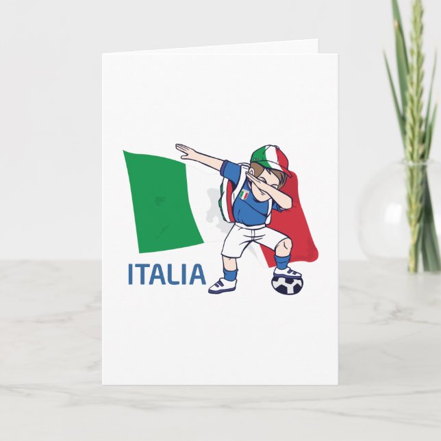 Italien Fußball Fan Kind Dabbing Schulboy Karte (Vorderseite)
