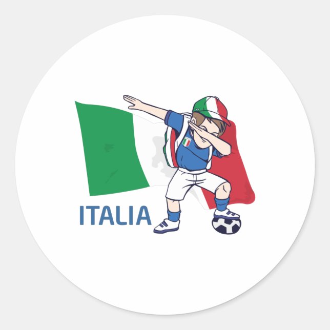 Italien Fußball Fan Kind Dabbing Schulboy Runder Aufkleber (Vorderseite)