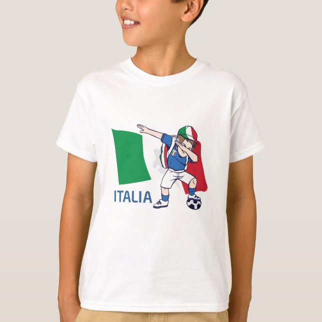 Italien Fußball Fan Kind Dabbing Schulboy T-Shirt (Vorderseite)