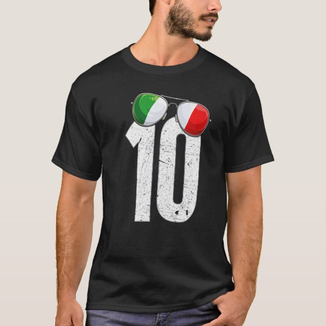 Italien Fußball-Spieler Nummer 10 Italienische Fla T-Shirt (Vorderseite)