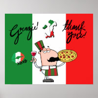 Italien Grazie Pizza Koch Wine Kiss XOXO Art Poste