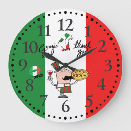 Italien Grazie Pizza Wine Kiss Deco Clock Große Wanduhr
