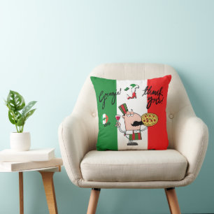 Italien Grazie Pizza Wine Kiss Throw Pillow Kissen