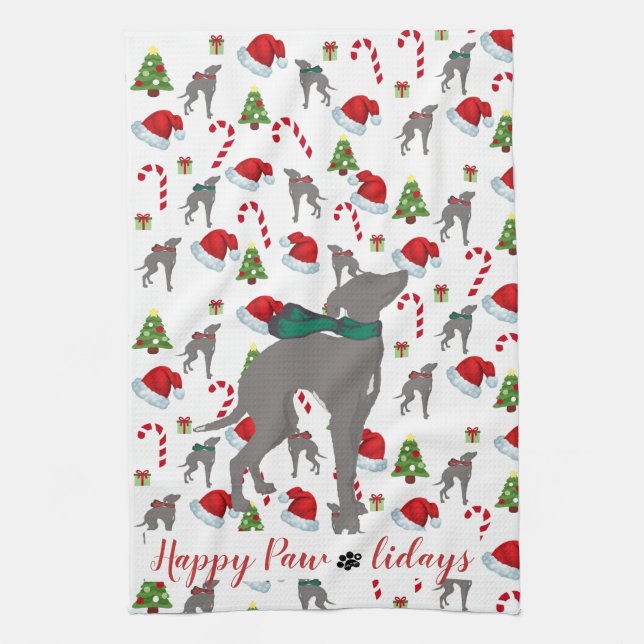 Italien Greyhound serviette de cuisine de Noël (Vertical)