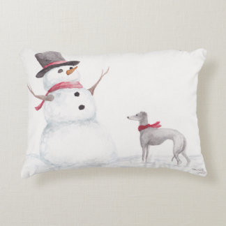 Italien Greyhound /Snowman Dog Coussin d'art