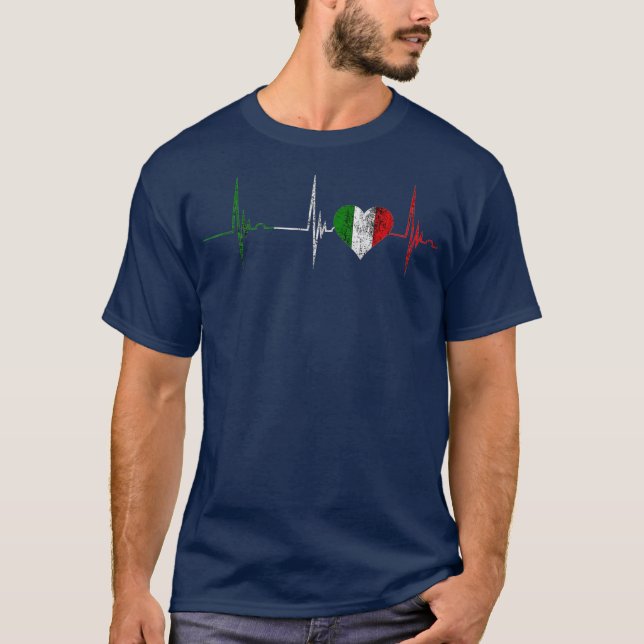 Italien Herz Italienisches Herzschlagen EKG Pulse  T-Shirt (Vorderseite)