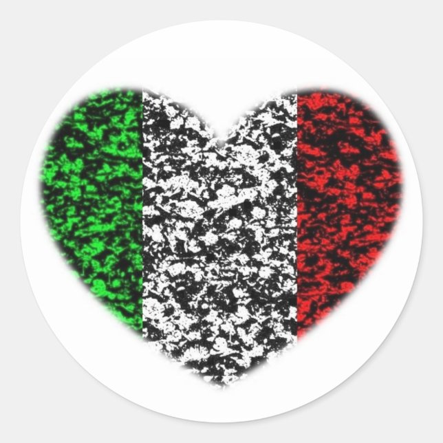 Italien Herz Runder Aufkleber (Vorderseite)