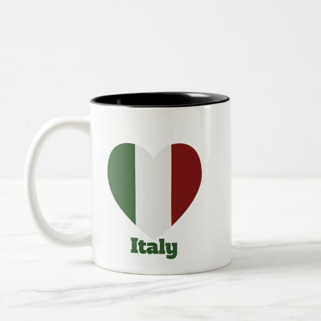 Italien Herzenflagge Zweifarbige Tasse (Links)