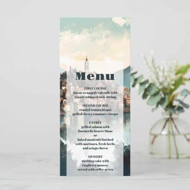 Italien Hochzeit in Urlaubsort Como Menükarte (Stehend Vorderseite)