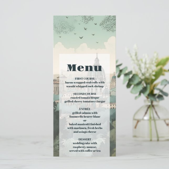 Italien Hochzeit in Urlaubsort Rom Menükarte (Stehend Vorderseite)