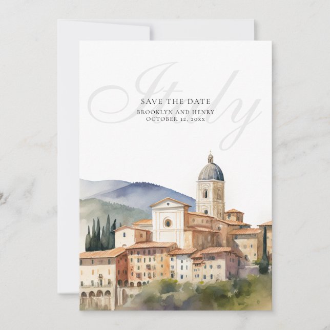 Italien Hochzeit in Urlaubsort Save the Date Karte (Vorderseite)