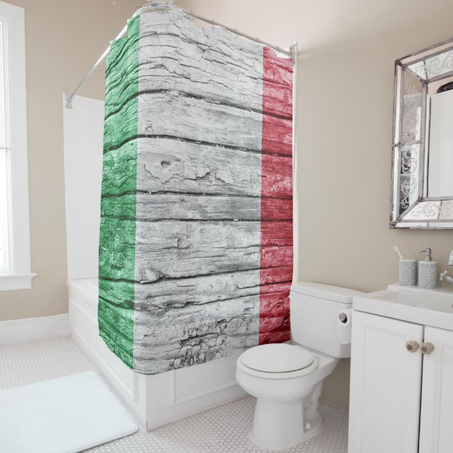 Italien - Holzflagge Duschvorhang (Beispiel)