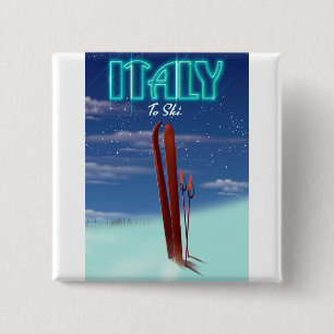 Italien "Ice" Ski-Reiseplakat. Button