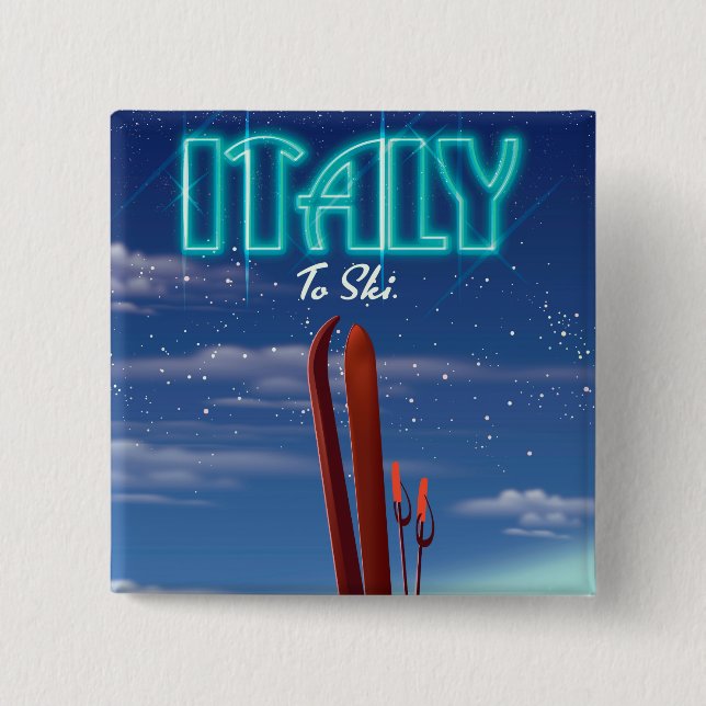 Italien "Ice" Ski-Reiseplakat. Button (Vorderseite)