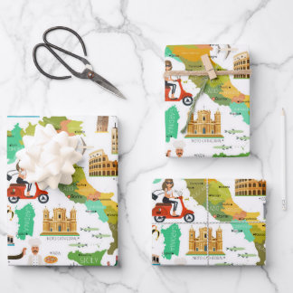 Italien Icons Design Geschenkpapier Set