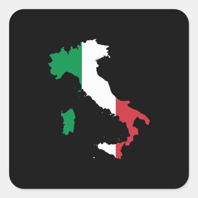 Italien in italienischen Farben Quadratischer Aufkleber (Vorderseite)