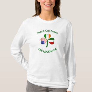 Italien Irland USA Kleeblatt Flagge Personalisiert T-Shirt