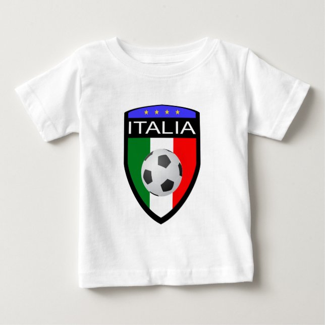 Italien-/Italien-Flaggen-Flecken - mit Fußball Baby T-shirt (Vorderseite)