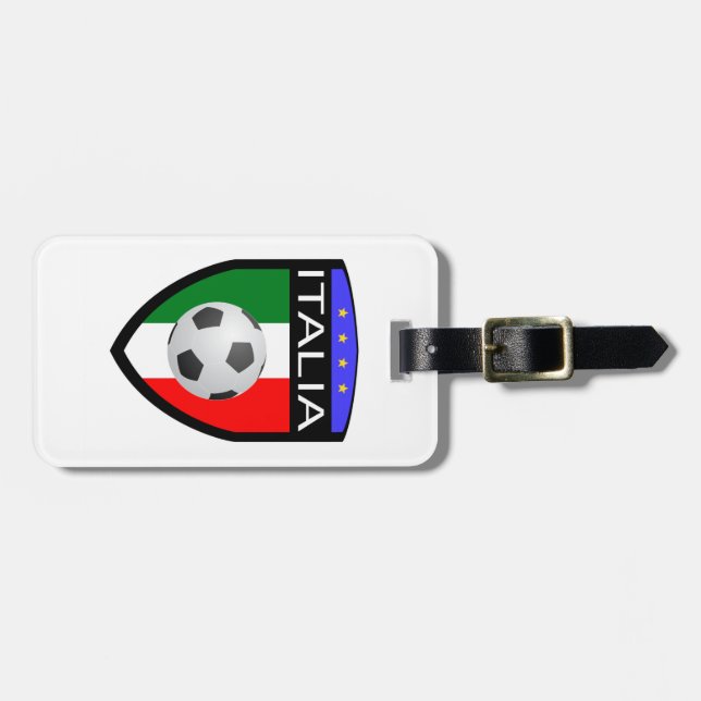 Italien-/Italien-Flaggen-Flecken - mit Fußball Gepäckanhänger (Vorderseite horizontal)