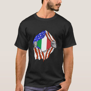 Italien Italienische Flagge Brust Amerika Italieni T-Shirt