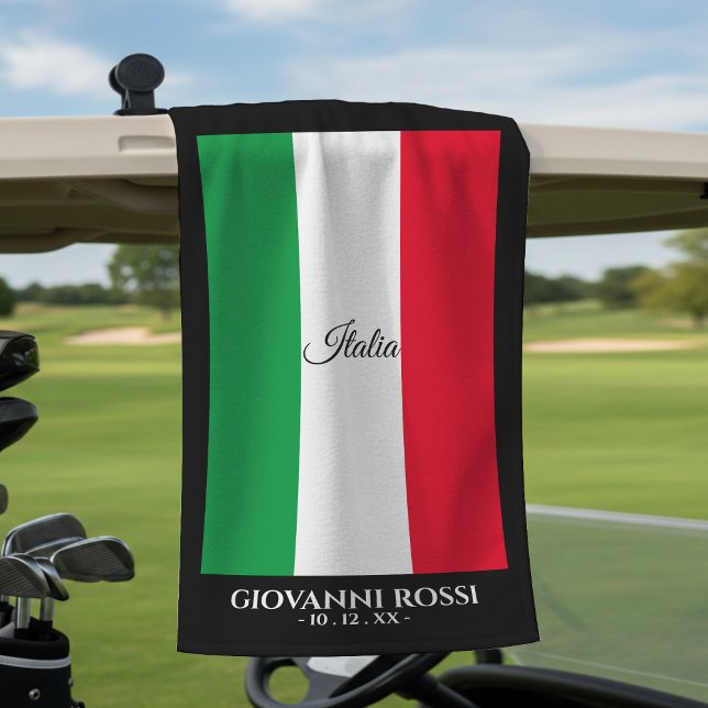 Italien Italienische Flagge Schwarzer Trim Name Te Golfhandtuch (Von Creator hochgeladen)