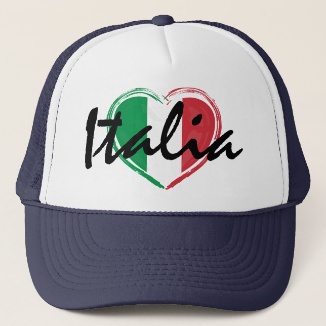 Italien Italienische Liebe Herzflagge Trucker Hat Truckerkappe (Vorderseite)