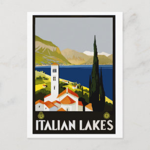 Italien, italienische Seen, Illustration, Vintage- Postkarte