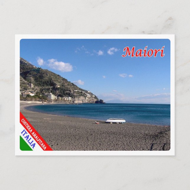 Italien - Kampanien - Amalfi Küste - Maiori Beach  Postkarte (Vorderseite)