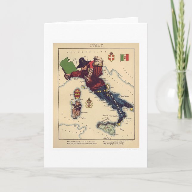 Italien-Karikatur-Karte 1868 Karte (Vorderseite)