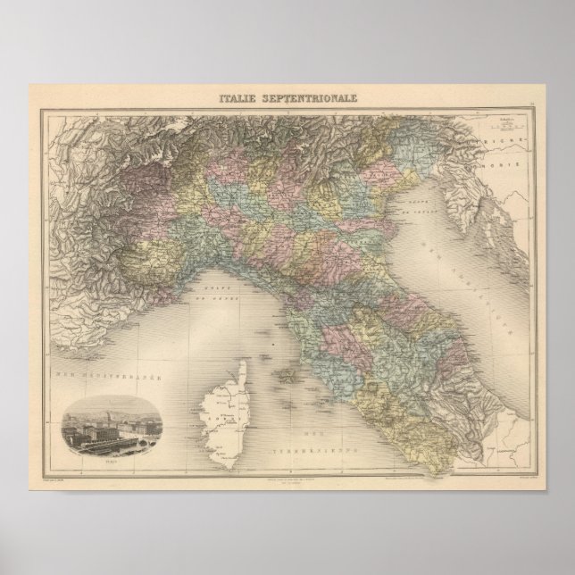 Italien Karte 2 Poster (Vorne)