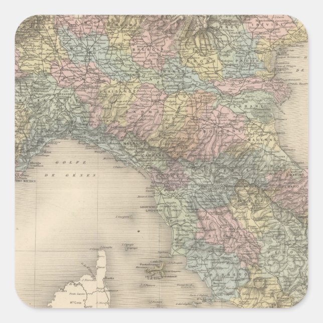 Italien Karte 2 Quadratischer Aufkleber (Vorderseite)