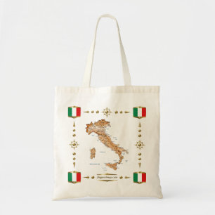 Italien Karte + Flaggen-Bag Tragetasche