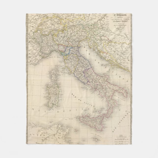 Italien-Karte Fleecedecke (Vorderseite)