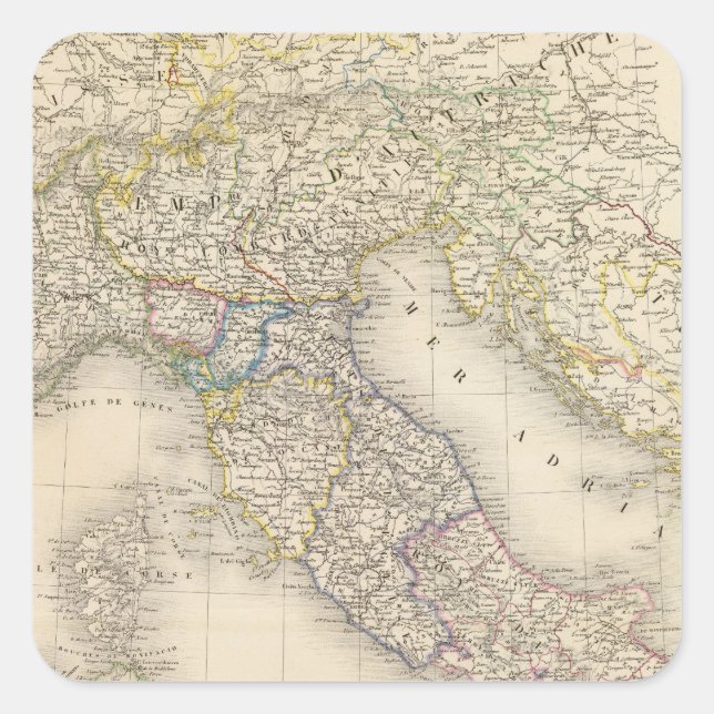 Italien Karte Quadratischer Aufkleber (Vorderseite)