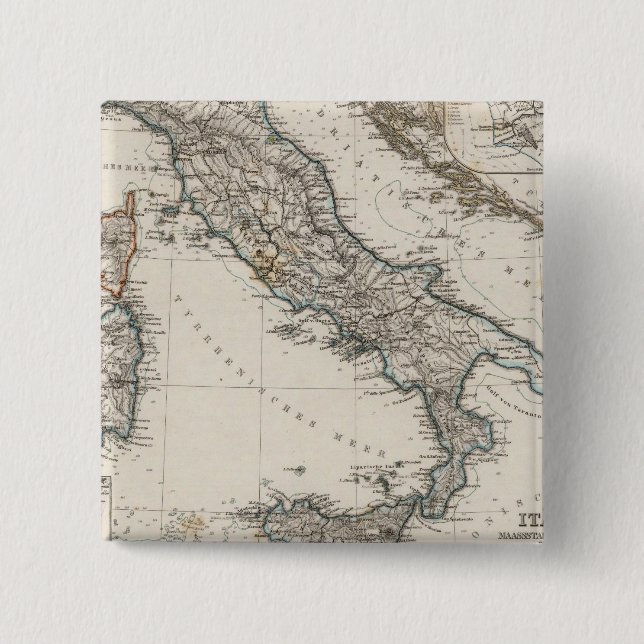 Italien Karte von Stieler Button (Vorderseite)