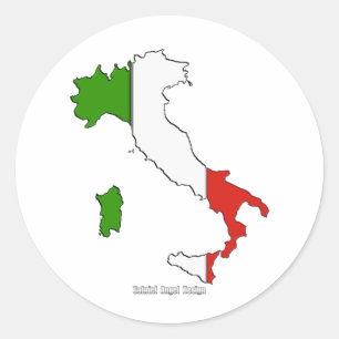 Italien-Karten-Flagge Runder Aufkleber