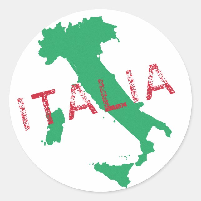 Italien Kartenart mit Italien Runder Aufkleber (Vorderseite)