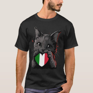 Italien Katze Herz Italienische Flagge Italienisch T-Shirt