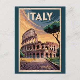 Italien Kolosseum Illustration Reise Kunst Vintage Postkarte