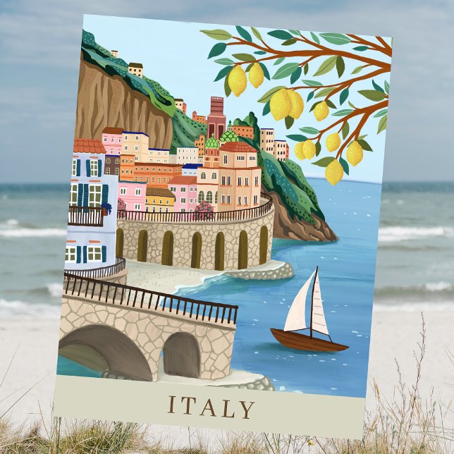 Italien Küste Urlaub Reisen Art Keepake Postkarte (Von Creator hochgeladen)