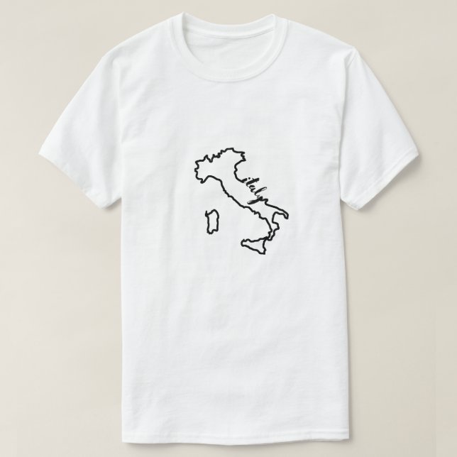 Italien Land Kontur mit Italien Script Moderne T-Shirt (Design vorne)