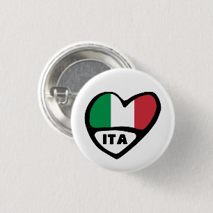 Italien Ländercode Flagge Herz Pin Abzeichen, ITA Button
