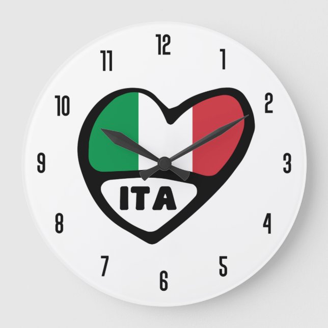 Italien Ländercode ITA Flaggenmitte Große Wanduhr (Vorderseite)