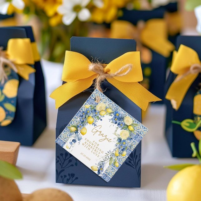 Italien Lemon Blue Tiles Grazie Brautparty Geschenkanhänger (Von Creator hochgeladen)